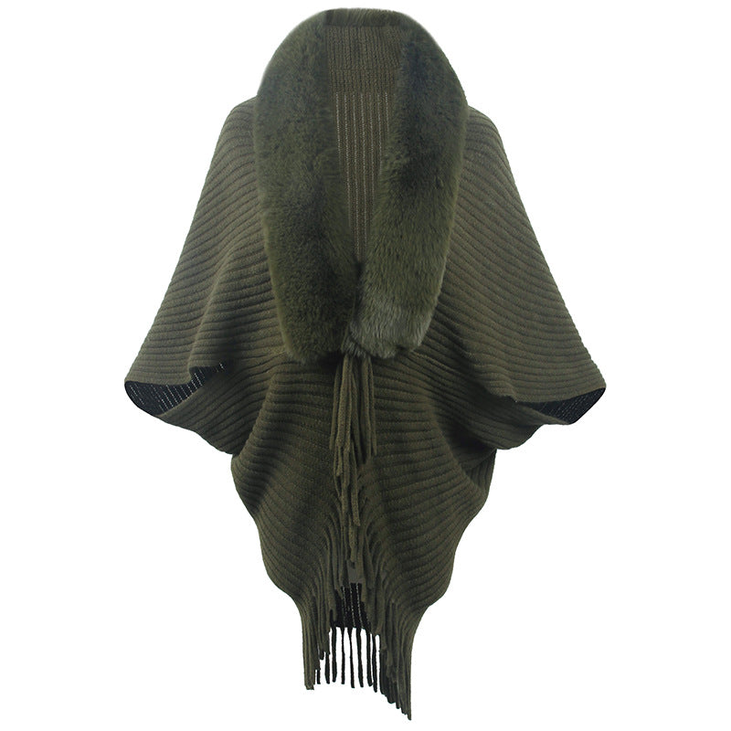 Allison Daley Leopard Fur Collar Shawl