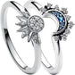Celestial Sparkling Sun and Moon Ring Set