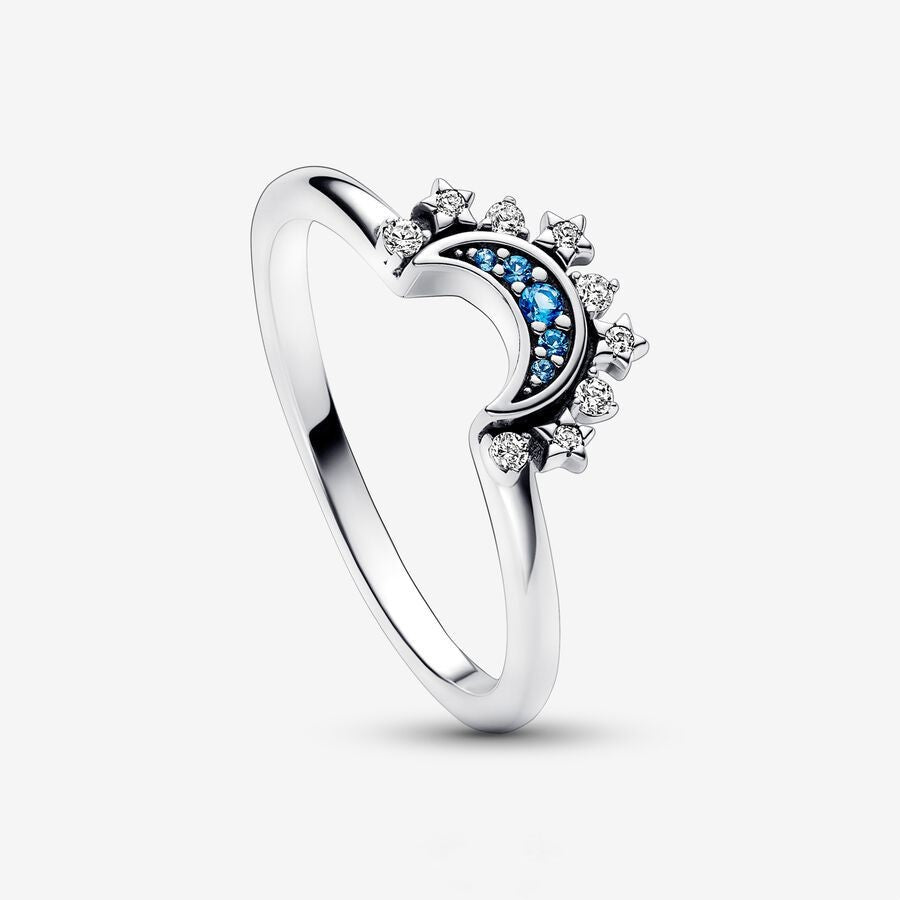 Celestial Sparkling Sun and Moon Ring Set
