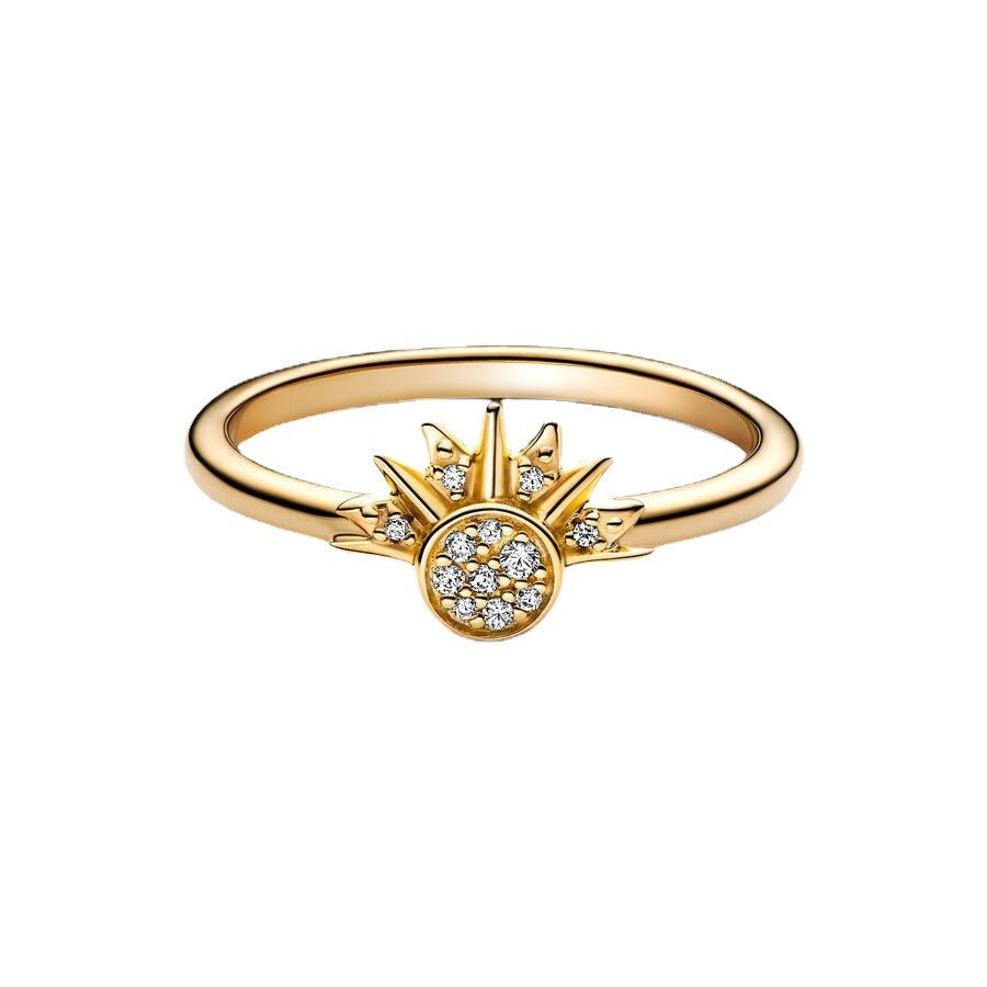 Celestial Sparkling Sun and Moon Ring Set