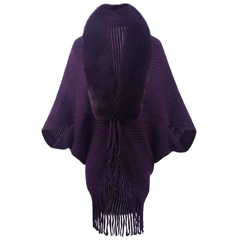 Allison Daley Leopard Fur Collar Shawl