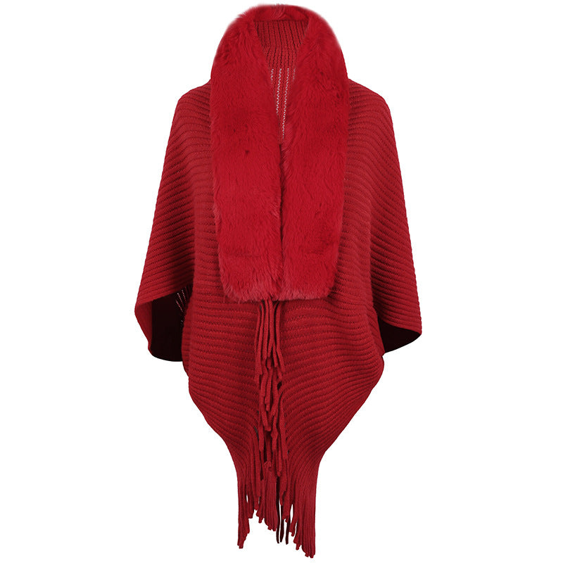 Allison Daley Leopard Fur Collar Shawl