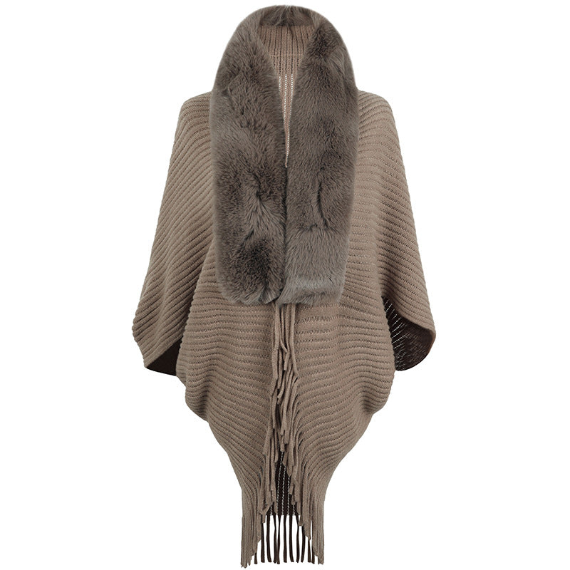 Allison Daley Leopard Fur Collar Shawl