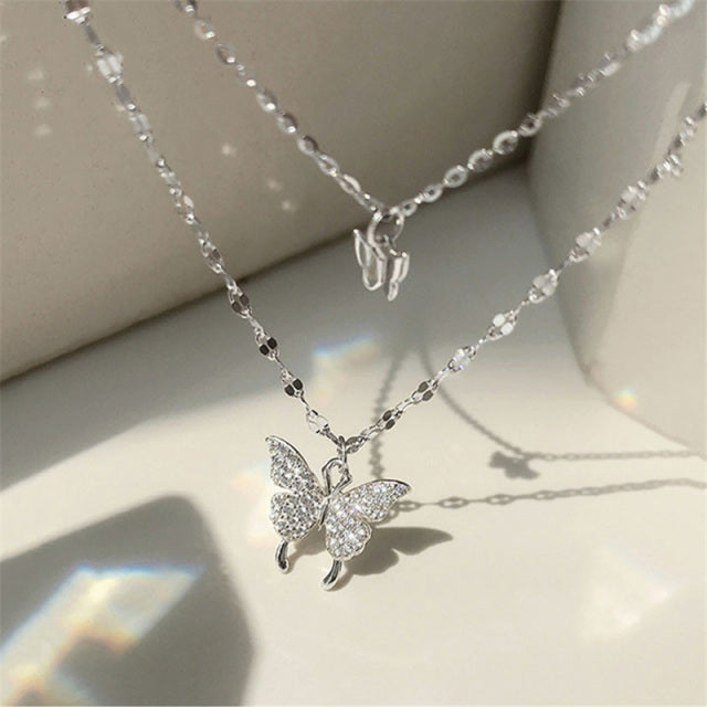 Silver Color Sparkling Clavicle Chain