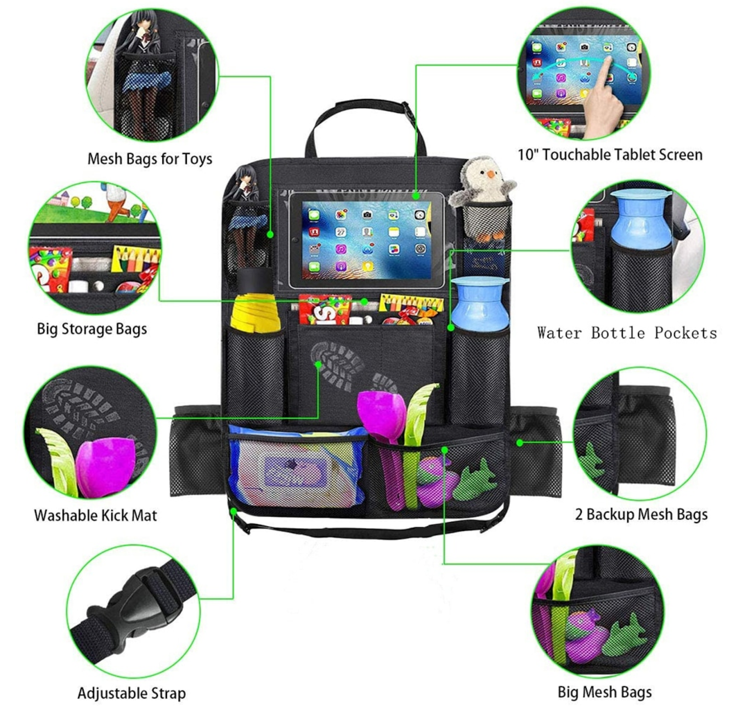 CRODS™ Backseat Organizer with Touch Screen Tablet Holder