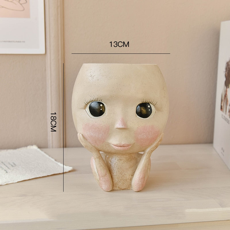 MC Big Eyes Doll Resin Flowerpot