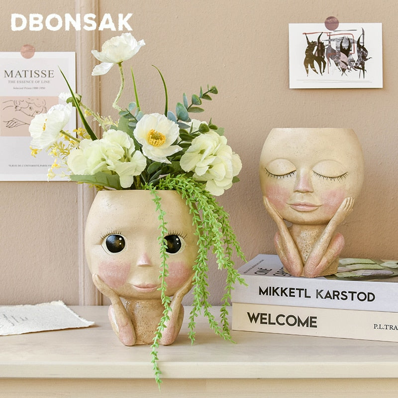 MC Big Eyes Doll Resin Flowerpot