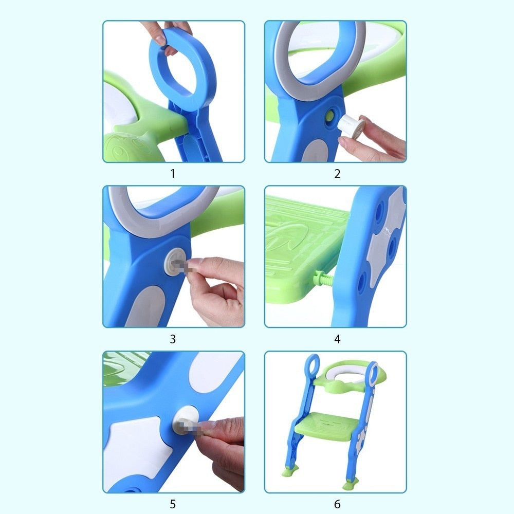 Baby Toilet Seat - Kids - Potty Trainer - Adjustable Ladder