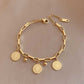 Stainless Steel Layered Golden Pendant Bracelet For Women