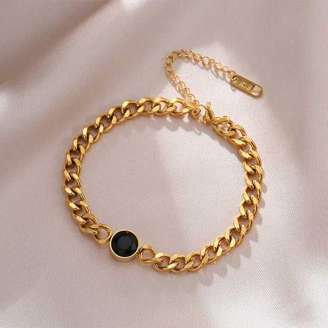 Stainless Steel Layered Golden Pendant Bracelet For Women