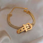 Stainless Steel Layered Golden Pendant Bracelet For Women