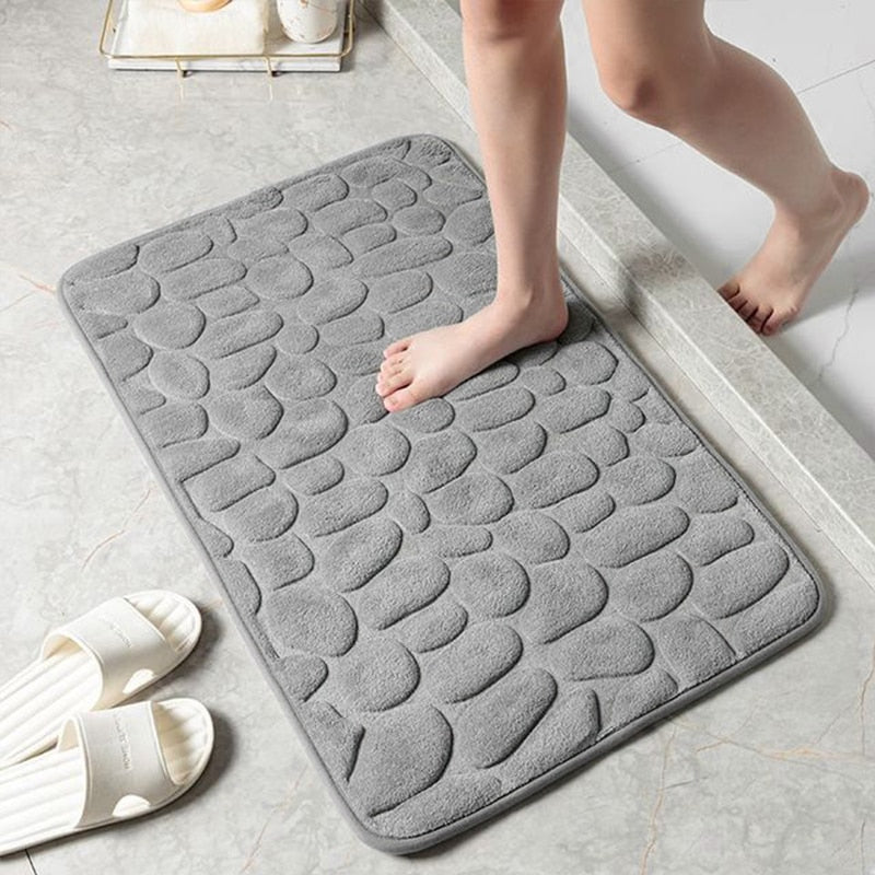 Cobblestone Embossed Bathroom Bath Mat