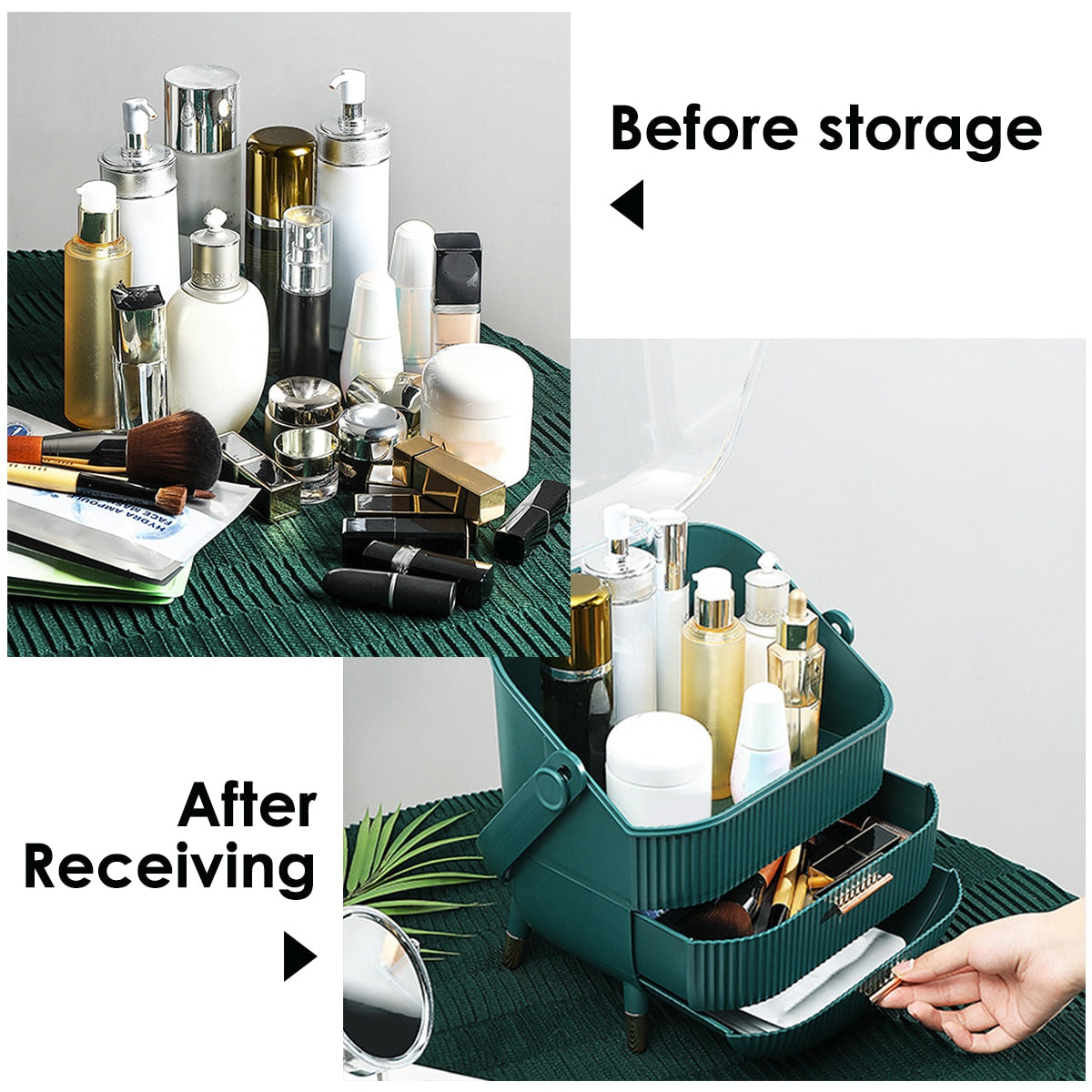 Portable Organizer Storage Box - 3 Compartments