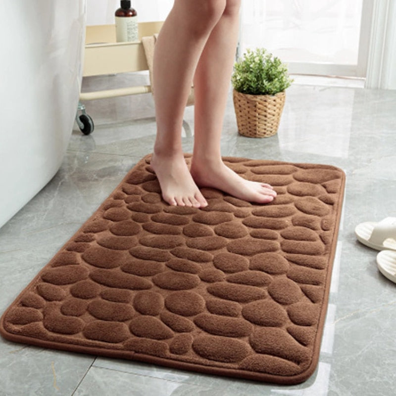 Cobblestone Embossed Bathroom Bath Mat