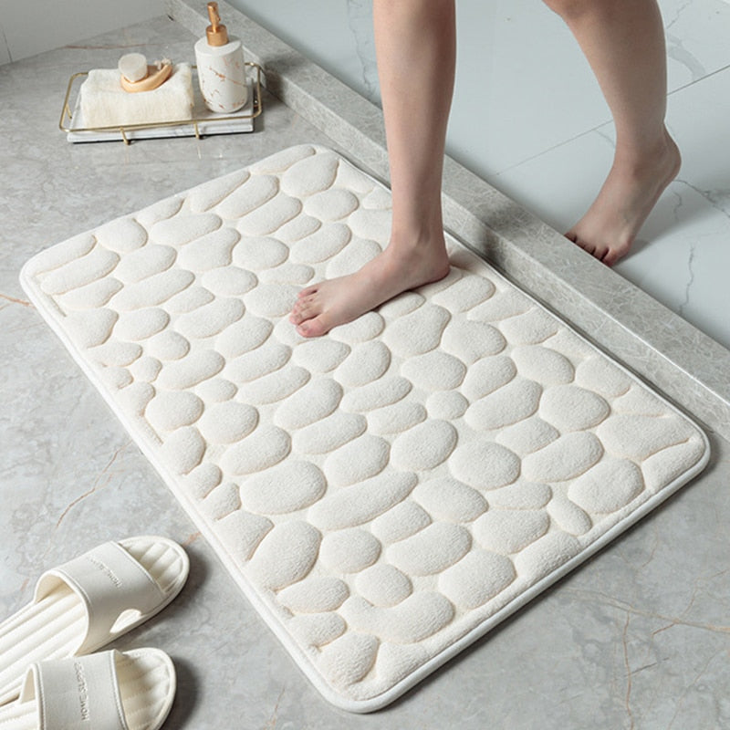 Cobblestone Embossed Bathroom Bath Mat