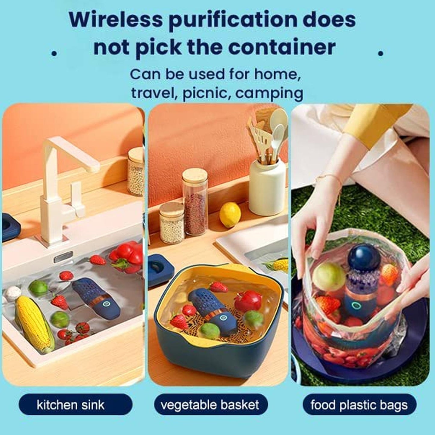 Portable USB Rechargeable Wireless Food Purifier