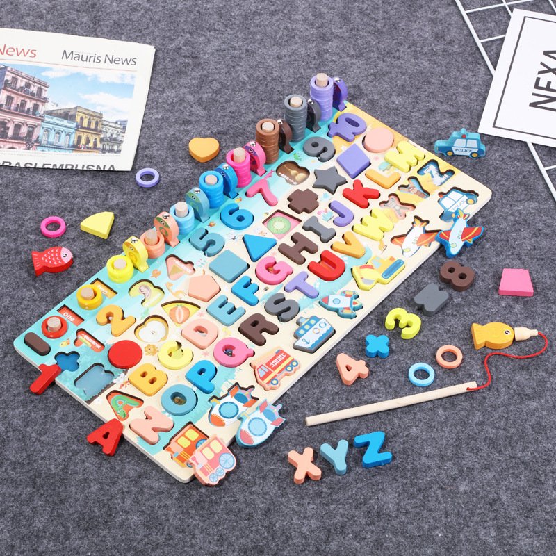 Montessori Puzzle Toy – ABC, Numbers & Fishing Game for Toddlers (Ages 1–3)