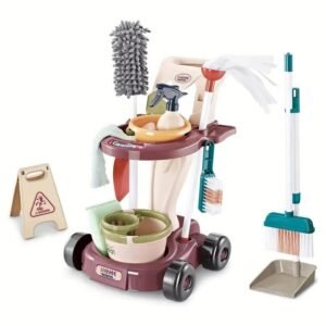 Kids Cleaning Cart Play Set for Pretend Play