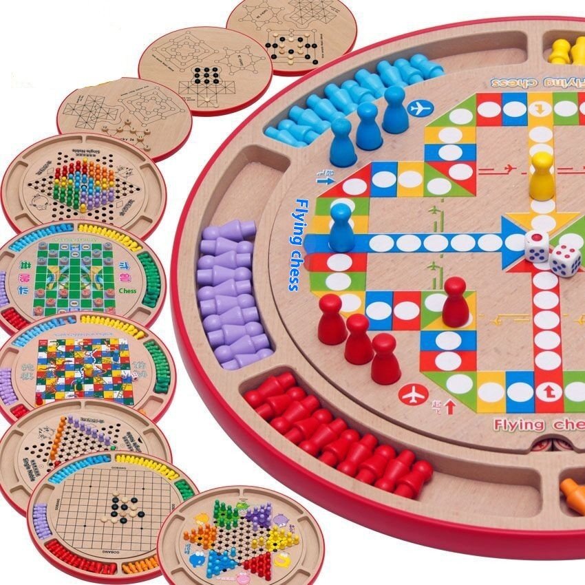 Wooden Draughts & Gobang Game Set for Kids