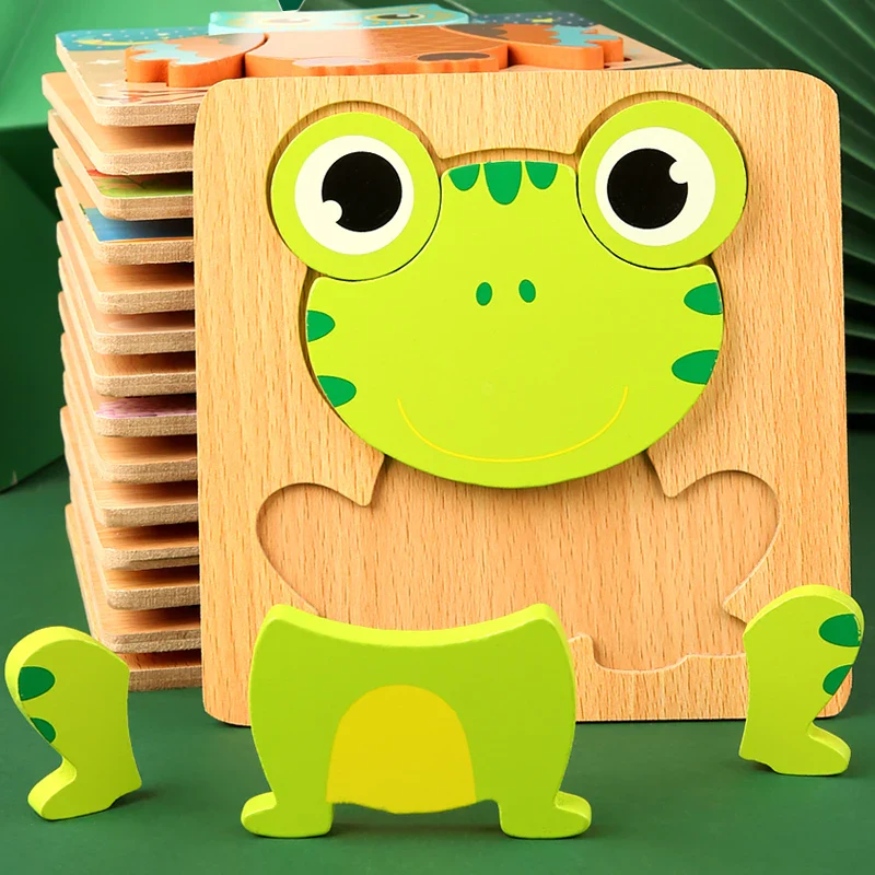 3D Wooden Animal Puzzle Toy – Traffic-Themed Fun for Kids