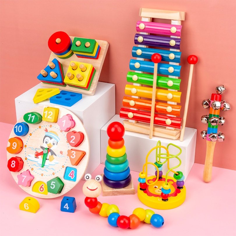 7-in-1 Wooden Learning Toys for Toddlers – Montessori Set